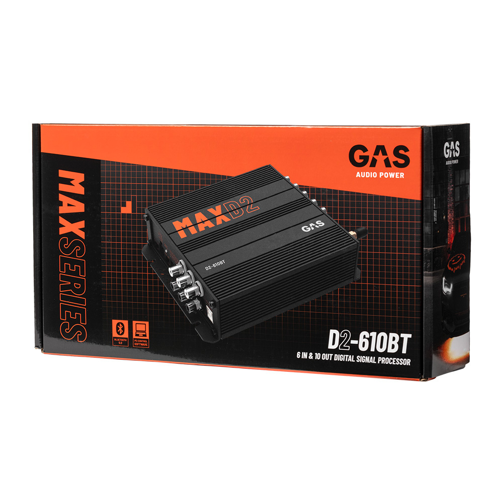 GAS MAX D2-610BT, 10-kanalig DSP med Bluetooth