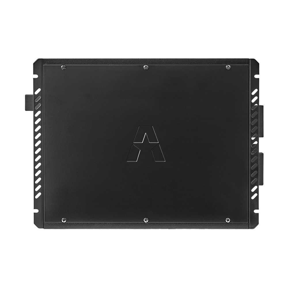 Ett svart fullregistersteg med kompakta mått och robust design.