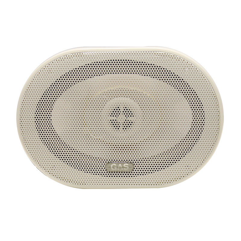 Marinhögtalare GAS MS69, oval form, grå/witternät, för utomhusbruk.