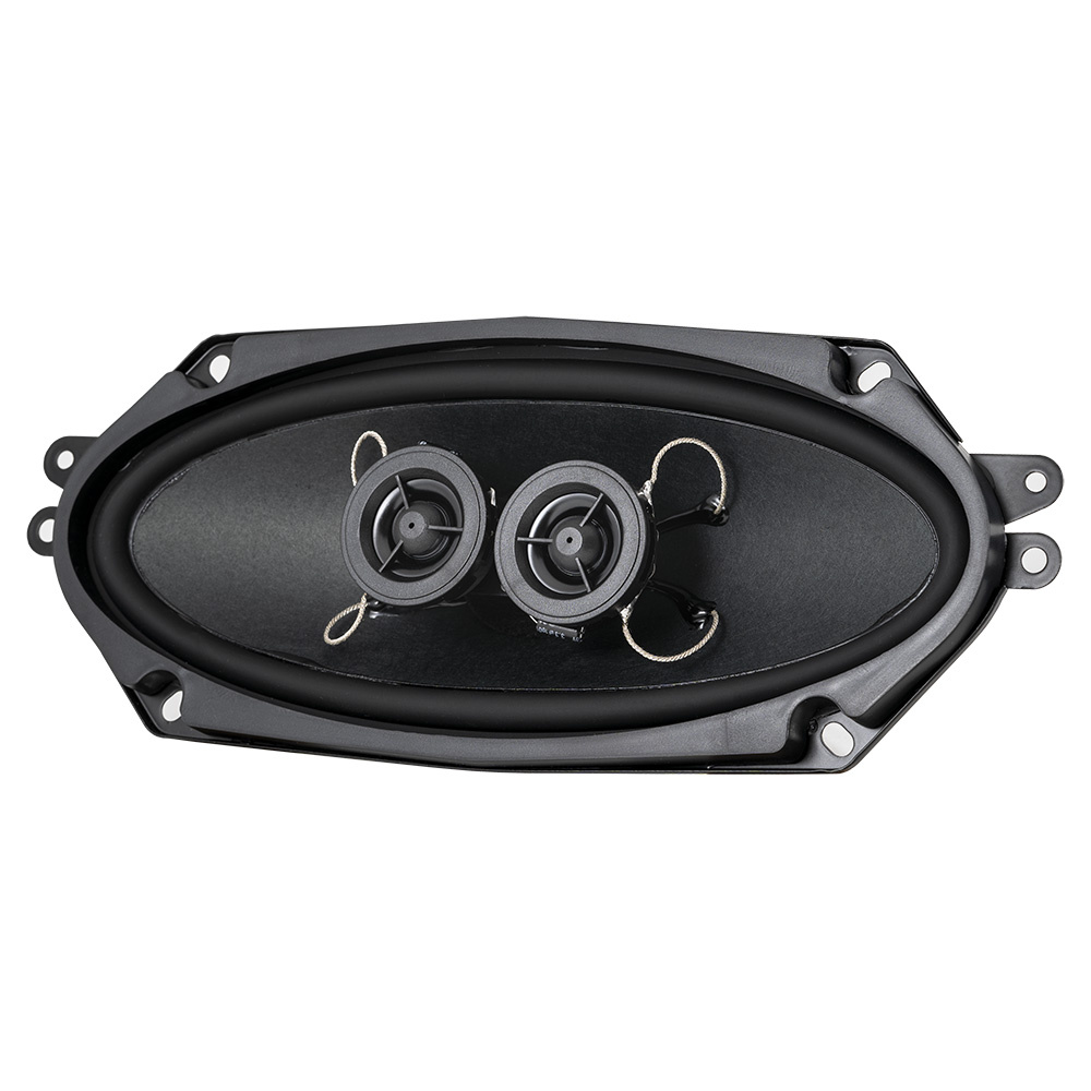 Högtalare med två element i oval form för stereoanvändning.