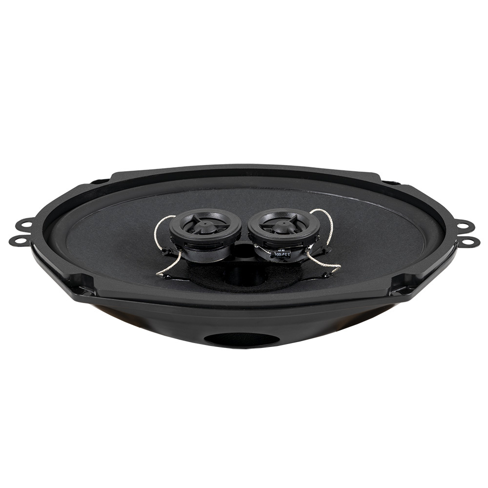 Högtalare med rund bas och två diskanthögtalare. Retrodesign.