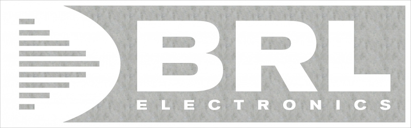 BRL Electronics klistermärke i vitt, 16x5 cm med logotyp.