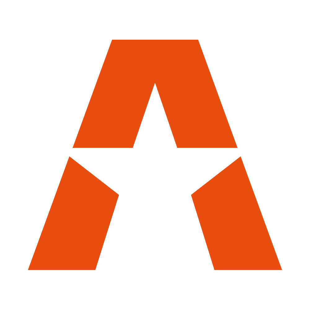 En stor, orange stjärna med ett stiliserat \