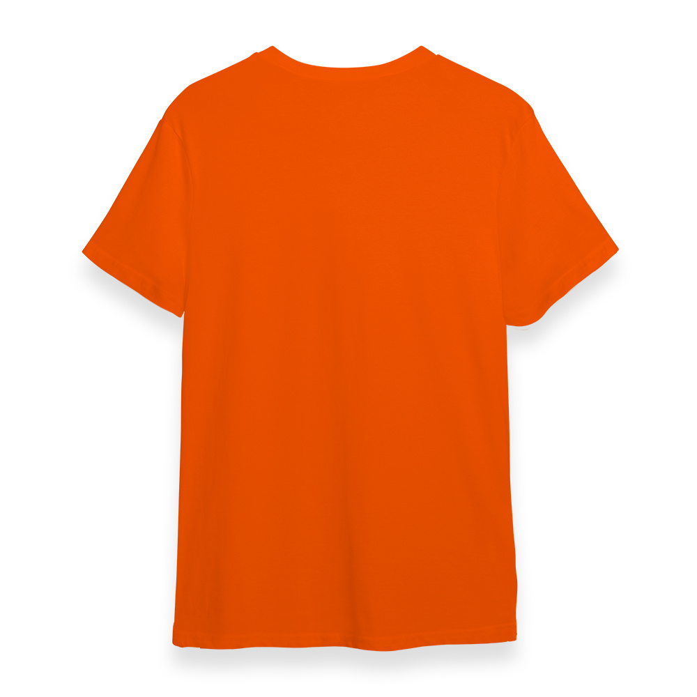En orange t-shirt i storlek small, med enkel design och rundad halsringning.