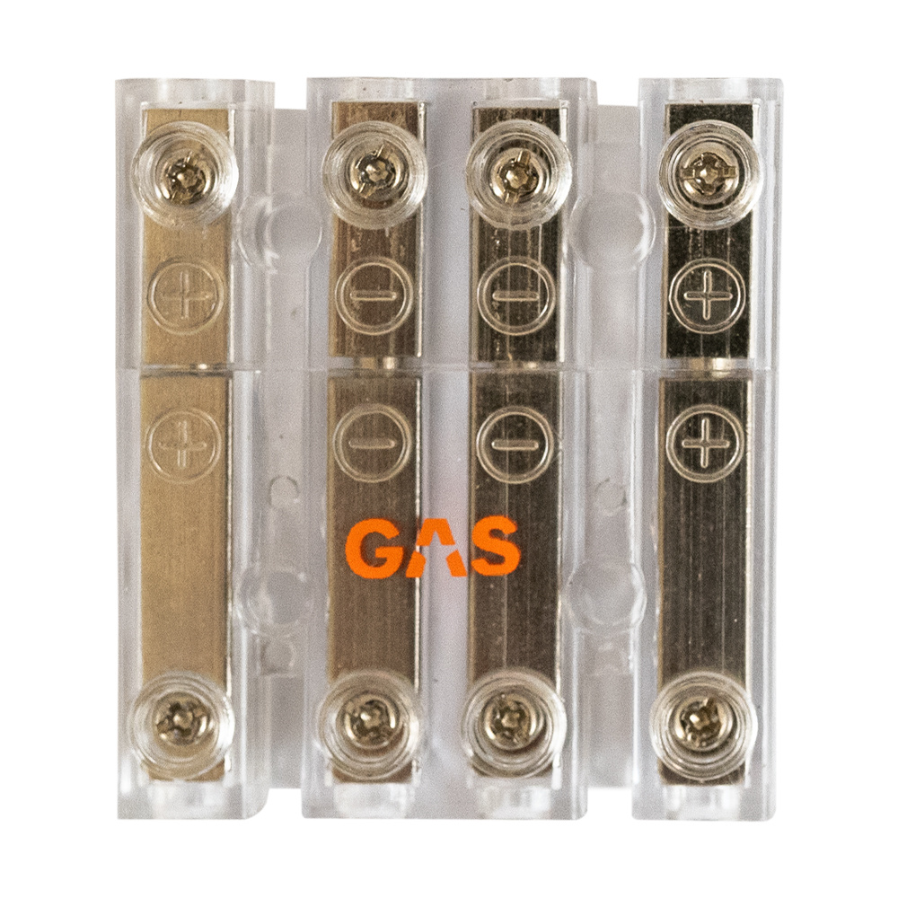 GAS snabbkontakt för 2 kanaler, 4mm² högtalarkabel.
