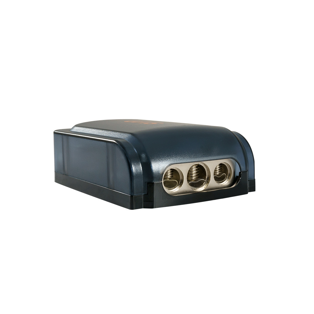 Säkringshållare för gas med tre anslutningar, kompakt design.