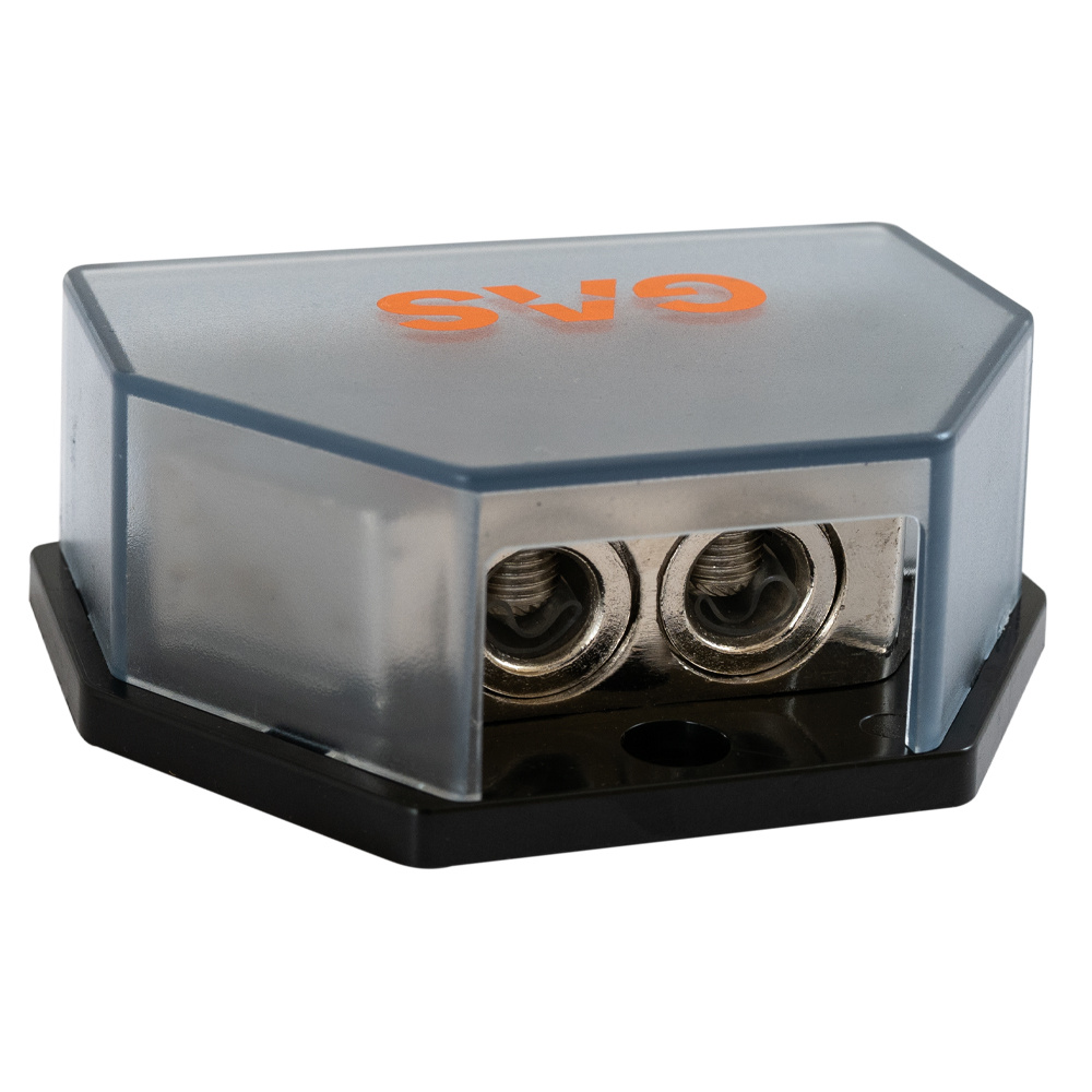 Gas distributionsblock med plats för 2x35/50mm² till 4x50mm² kabelanslutningar.