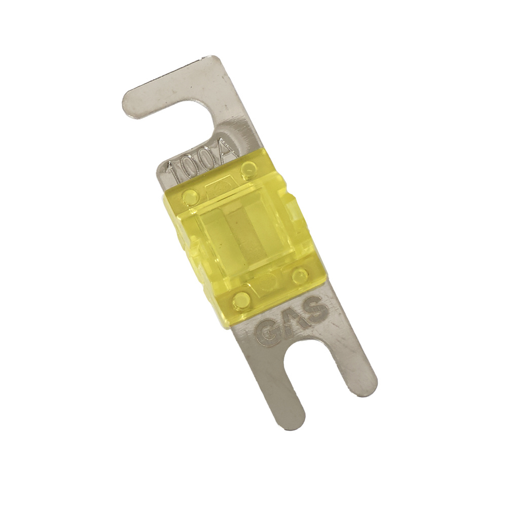 Mini-ANL-säkring, 100A, gul plastdel med metalldelar. 2-pack.