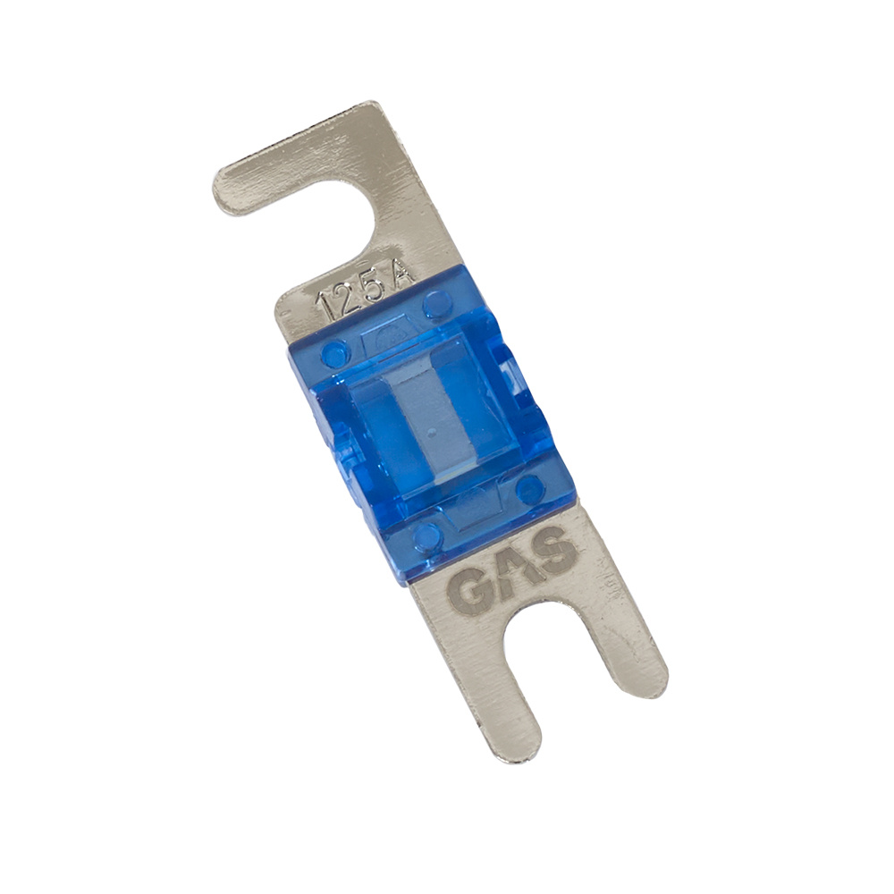 Mini-säkring 125A i blått och silver för elektriska system.
