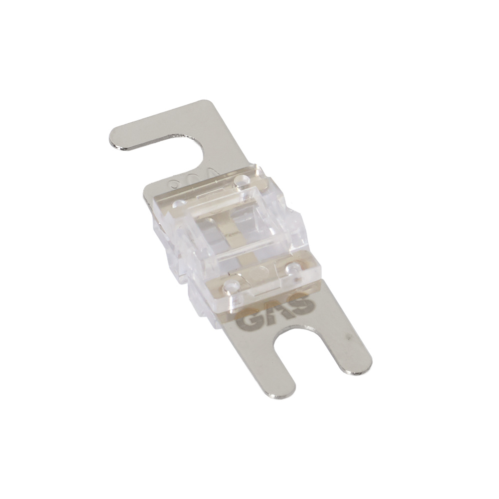 Mini-ANL-säkring, 80A, transparent med metallfäste, paket med 2 stycken.