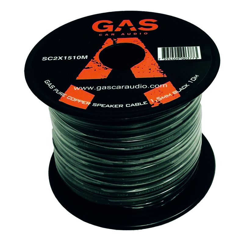 GAS högtalarkabel 2x1,5mm2 10m svart