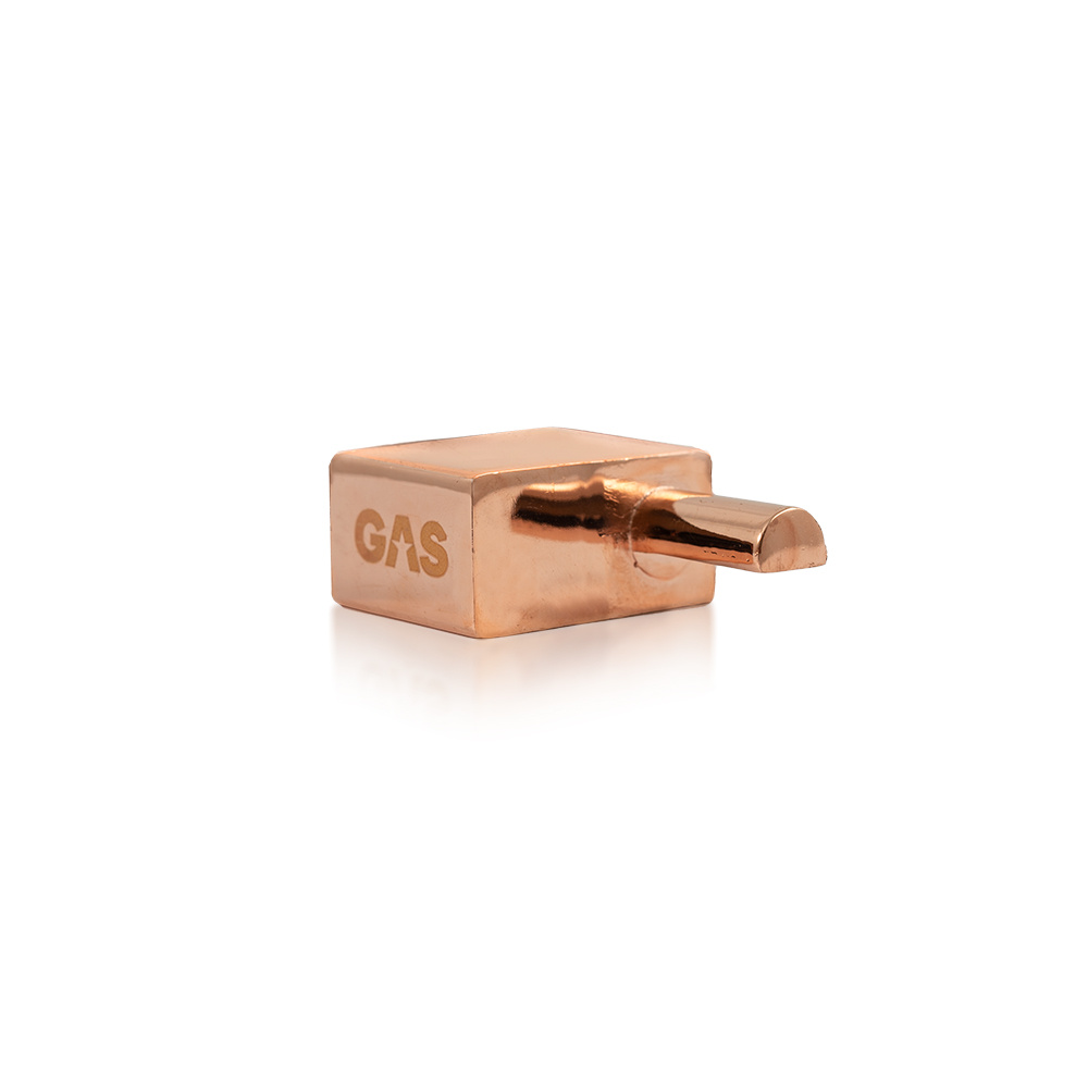 Terminaladapter i koppar, 2x50mm², med GAS-logotyp.