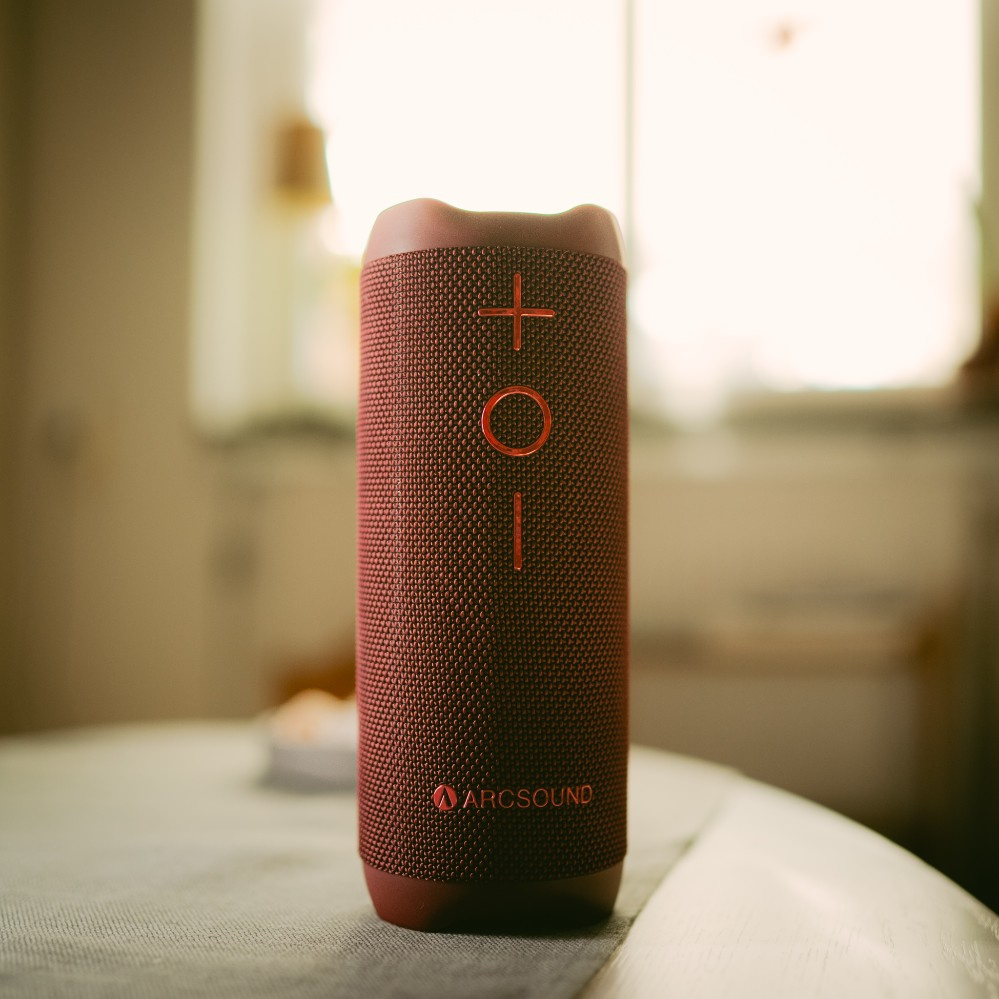 Arcsound EDGE Ruby Red kraftfull bärbar högtalare med Bluetooth