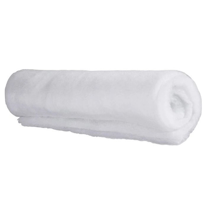 En rullad, vit dämpull för ljudisolering eller vaddering.