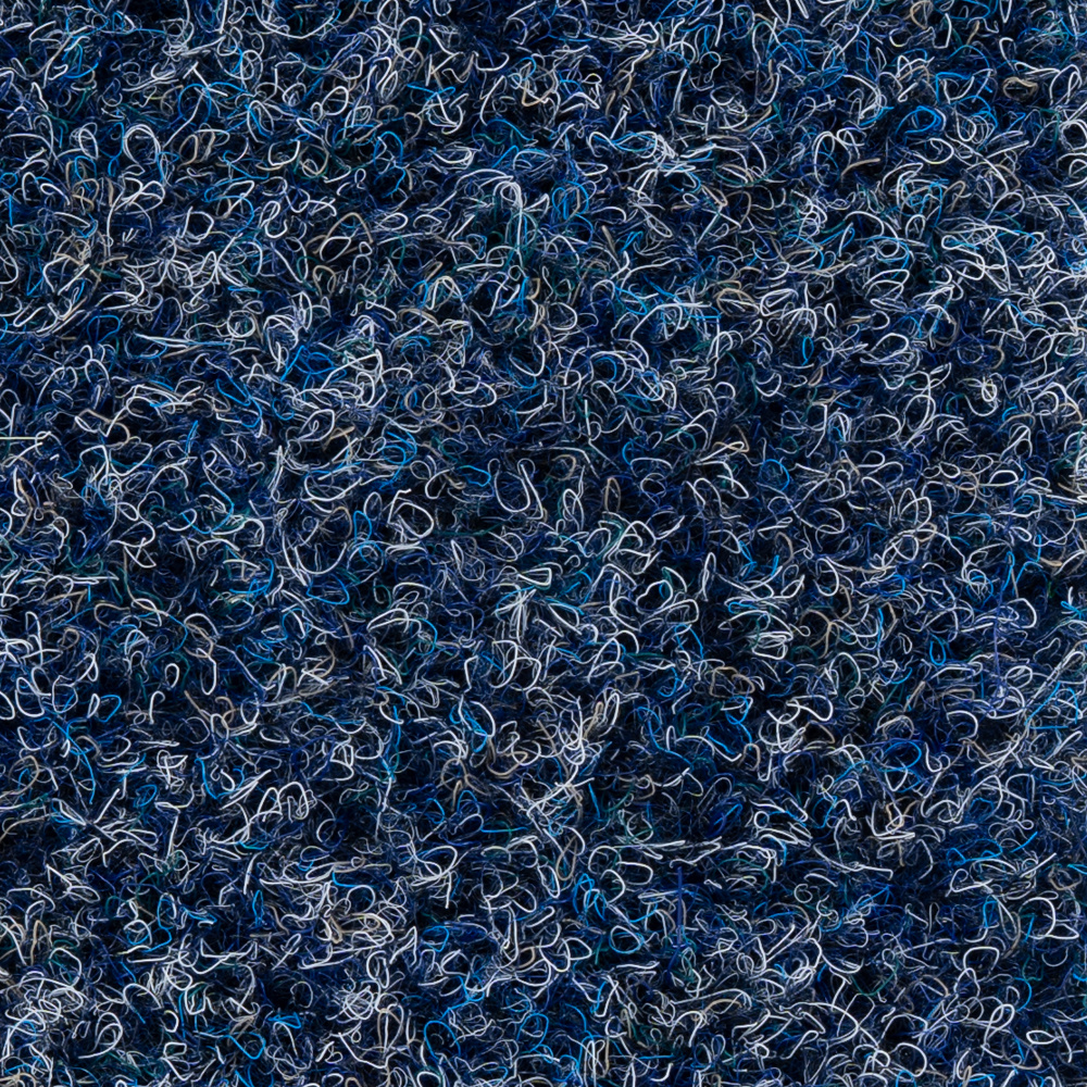 Konstgräsmatta med en mix av blå och mörka nyanser.