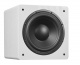Dynavoice Challenger Sub 10 EX aktiv subwoofer, Vit Aktiv subwoofer i vit färg med rund bas-element.