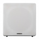 Dynavoice Challenger Sub 8 aktiv subwoofer, Vit Aktiv subwoofer i vit färg, fyrkantig design, märkning fram.