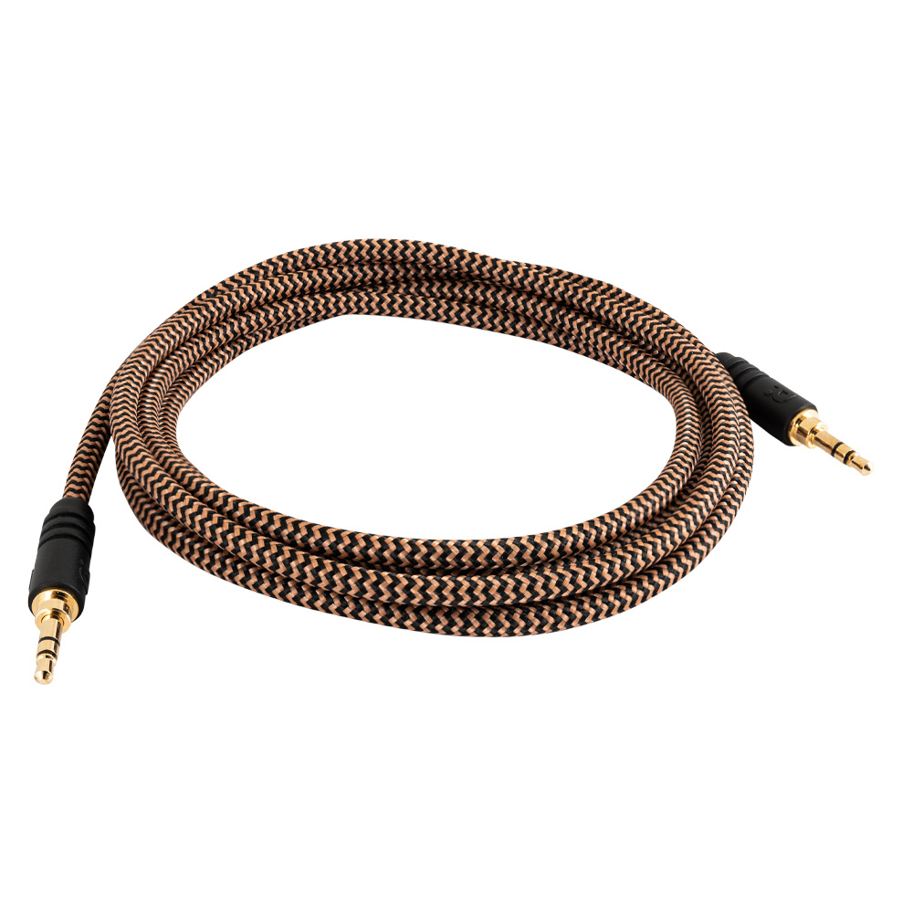 Lång 3,5 mm ljudkabel med vävd beläggning, 2 meter.