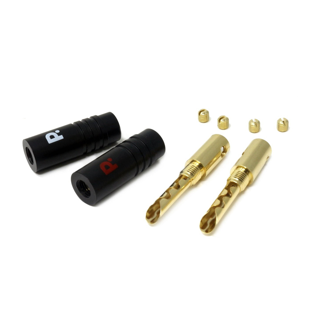 Banankontakter med metallhölje, svart och guld, 10-pack.