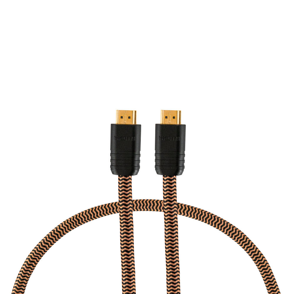 Kabel med guldpläterade kontakter och textilöverdrag. 1 meter lång.