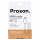 Proson Arctic HDMI-kabel 8K / 4K, 1 meter En vit förpackning med information om Proson HDMI-kabel, 8K/4K, 1 meter.
