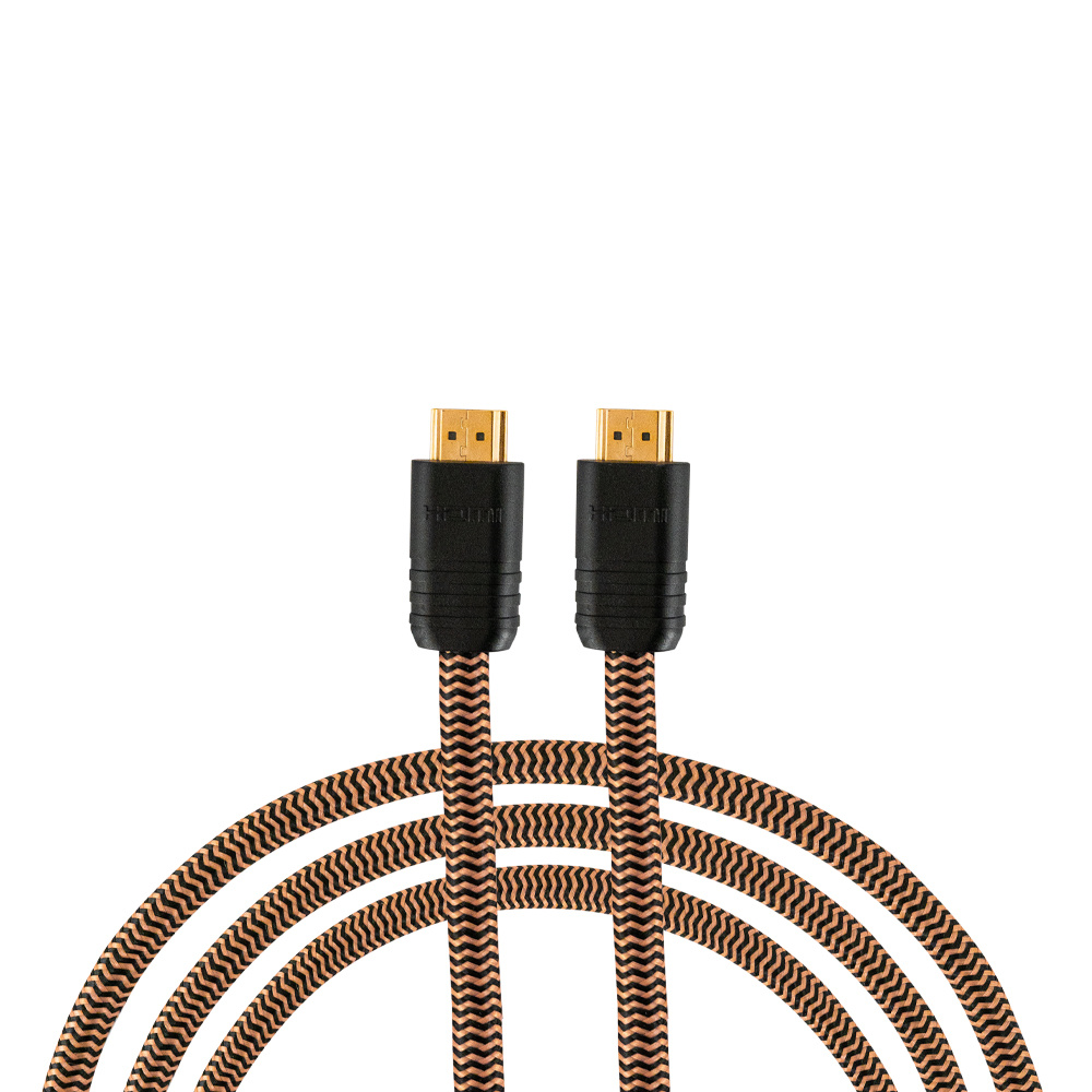 HDMI-kabel 8K/4K, 3 meter, med guldpläterade kontakter och textilöverdrag.