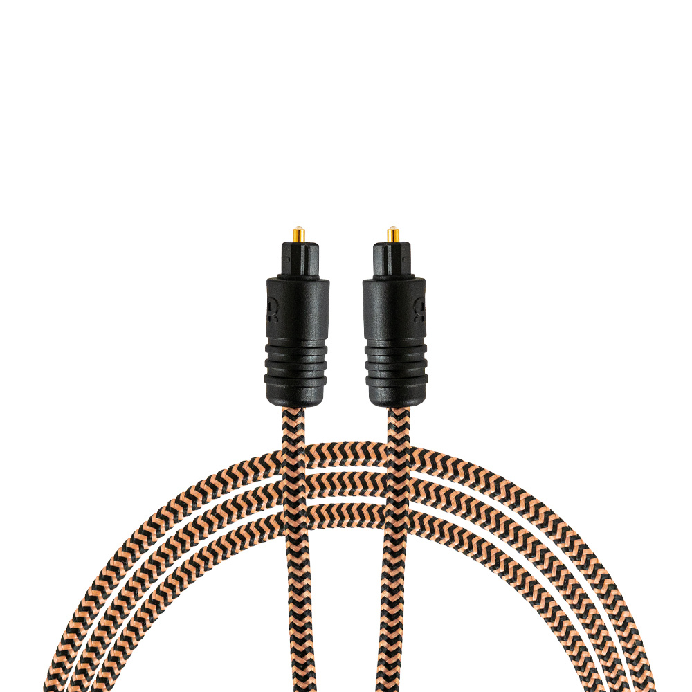 Optisk kabel, 3 meter, med två kvalitativa kontakter och flätad kabeldesign.