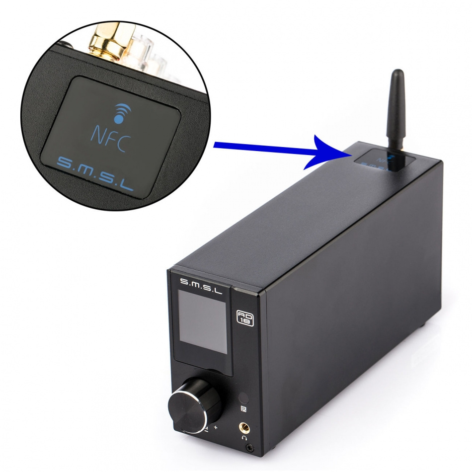 En kompakt förstärkare med DAC och NFC-funktionalitet.