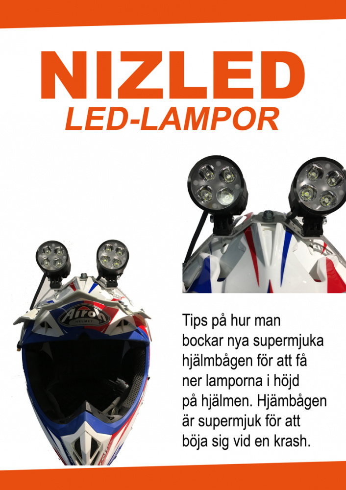 Nizled hjälmkit med lampor för motorcykel och batteridrift. Tips för supermjuka hjälmar.