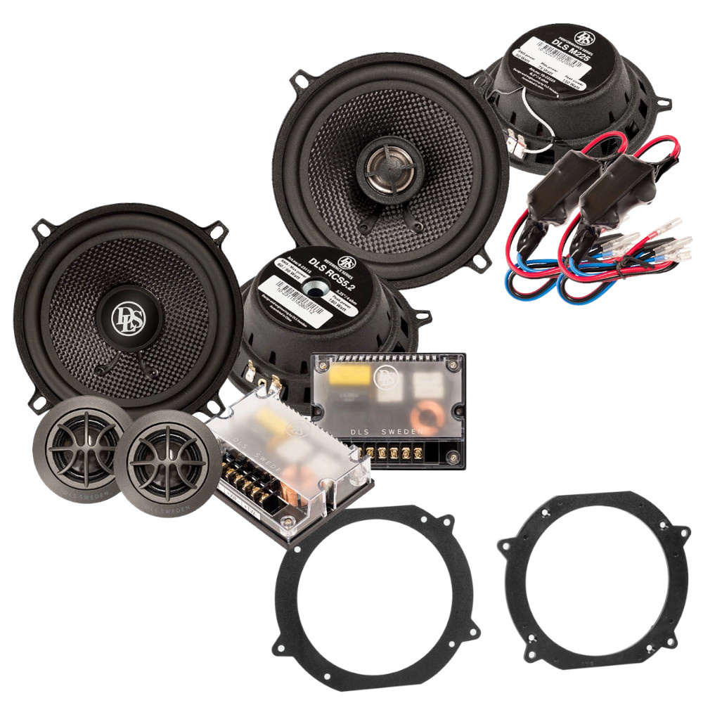 Högtalarpaket med element, filter, kablar och monteringsplattor för Volvo 740/940.