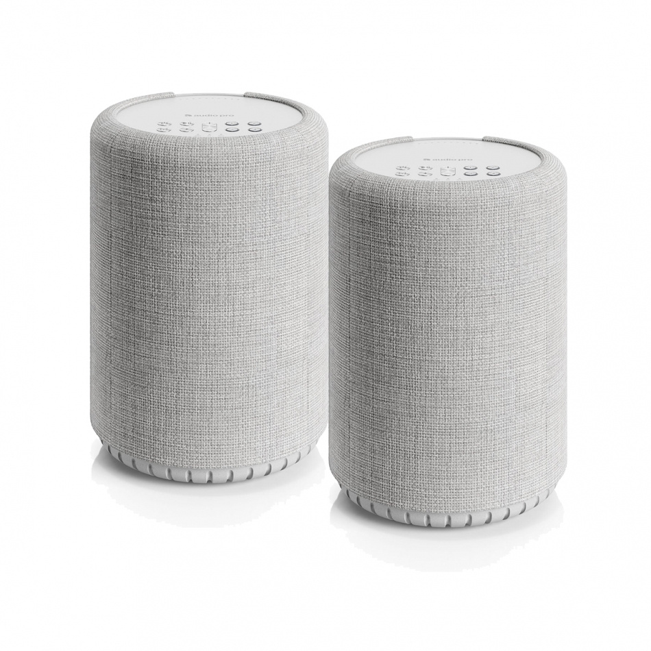 2-pack Audio Pro A10 MKII W, kompakt multiroom-högtalare med WiFi, ljusgrå