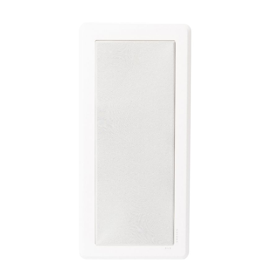 Vägghängd högtalare i vitt med enkel, stilren design.