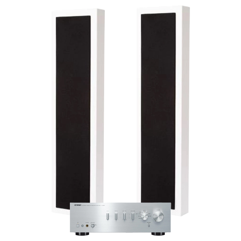 Stereopaket med Yamaha förstärkare och två DLS Flatbox XXL-högtalare.