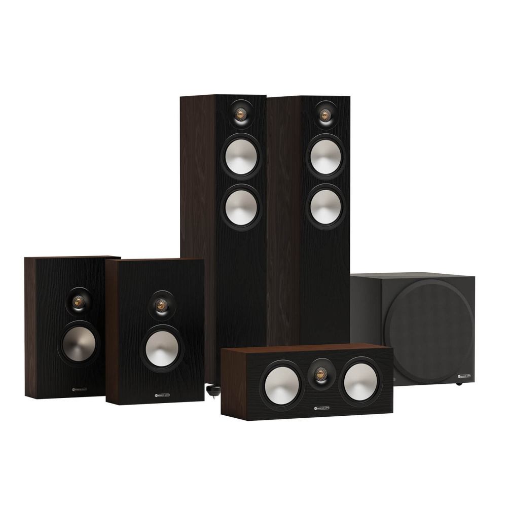 Monitor Audio Bronze 300 7G 5.1 högtalarpaket, valnöt