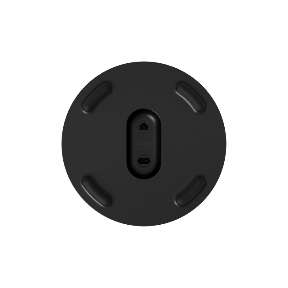 Svart, rund basenhet med knappar och fästen under.