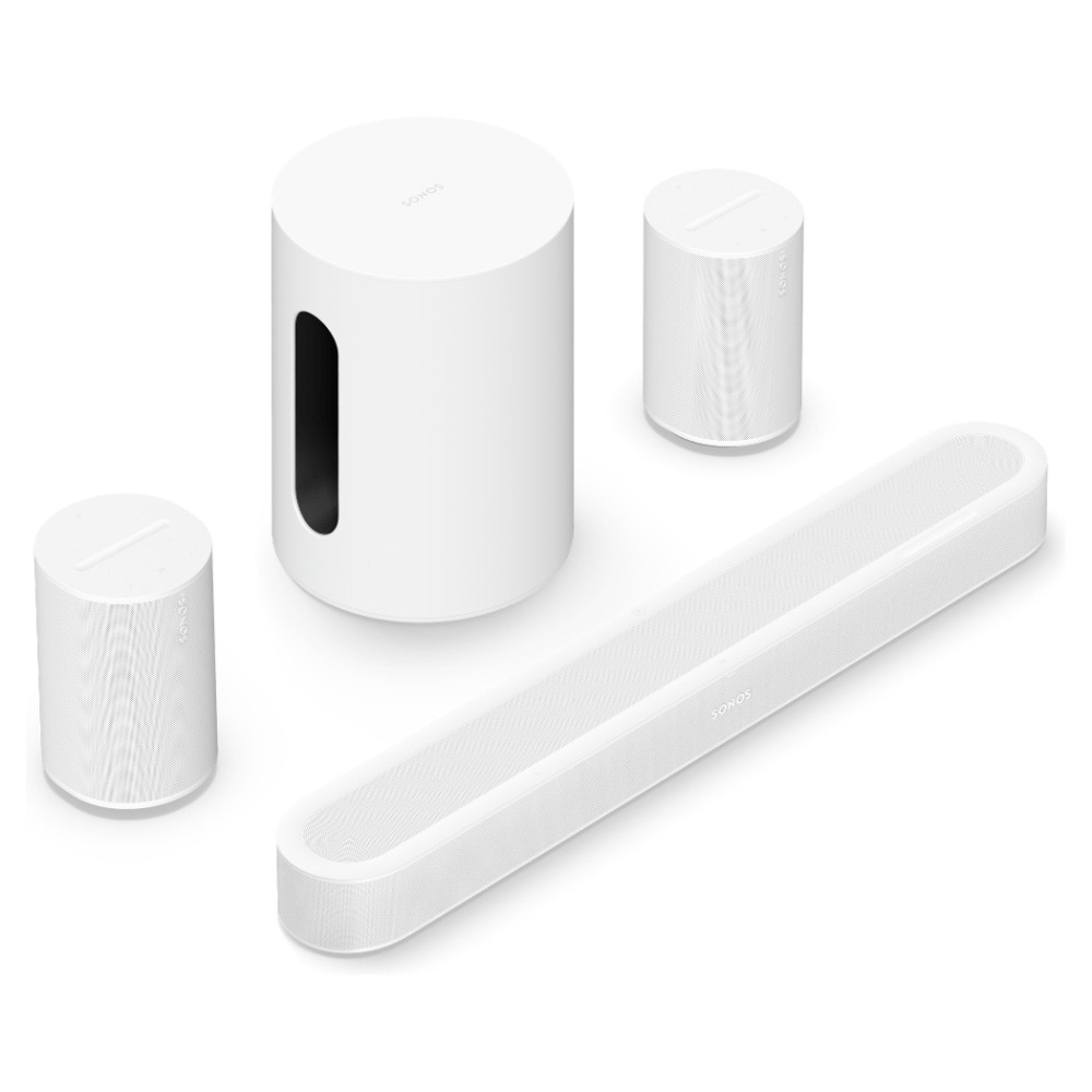 Sonos Beam Ultra hemmabiopaket med Sub Mini och Era 100, vit