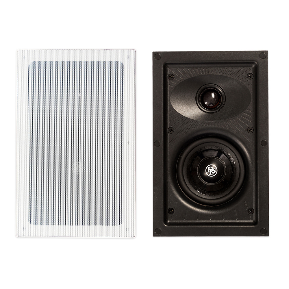 Inbyggnadshögtalare med grilles och element för ljudåtergivning.