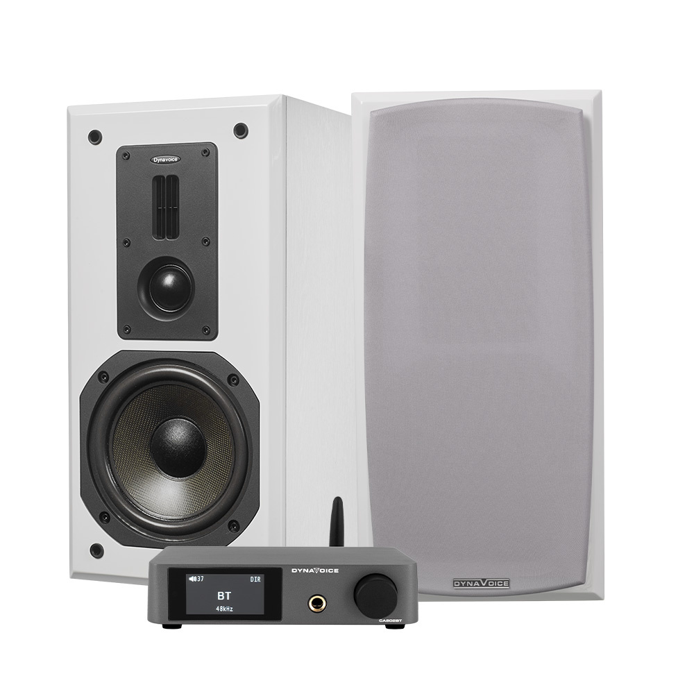 Högtalare med Bluetooth-funktion och förstärkare, vit finish.