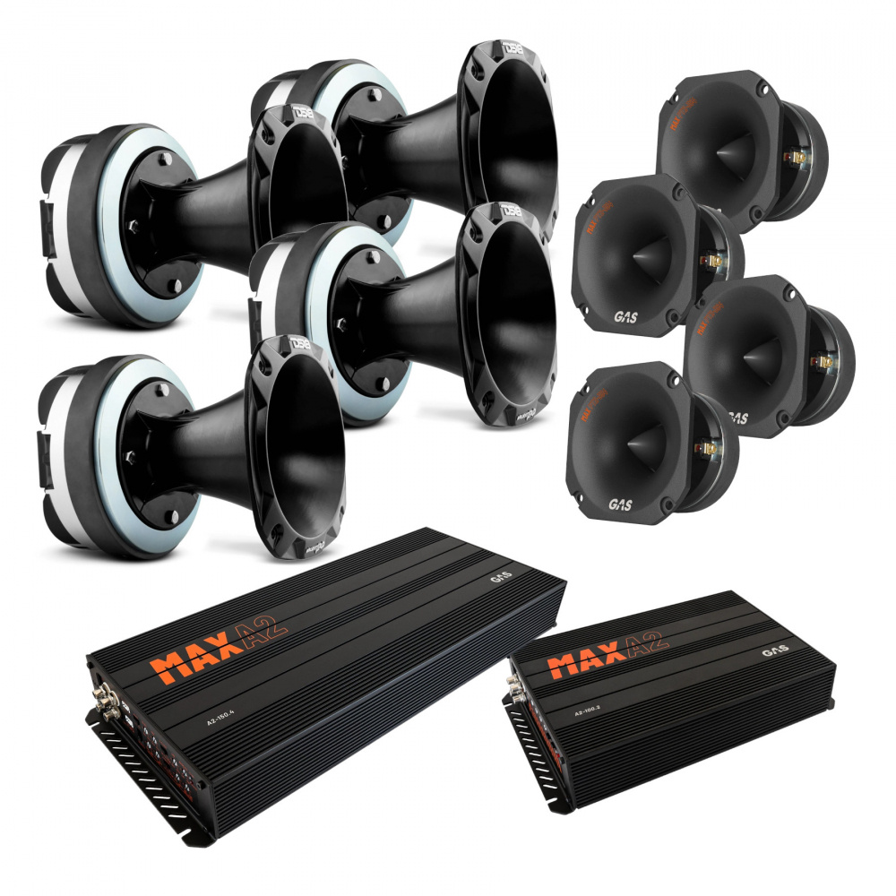 SPL-paket med fyra högtalare och två förstärkare.