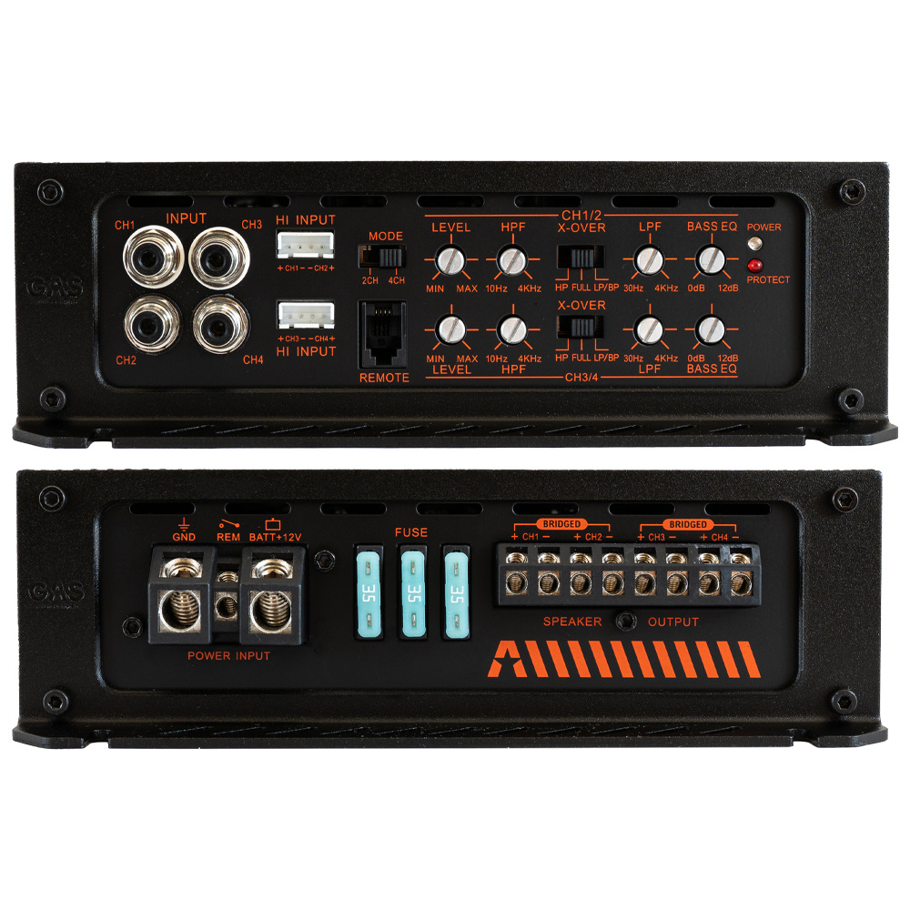 SPL-paket med steg, innehållande anslutningar och justeringskontroller.