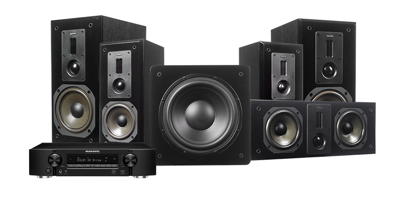 Dynavoice Definition DM-6 Svart Hembiopaket 5.1 med Marantz NR1508