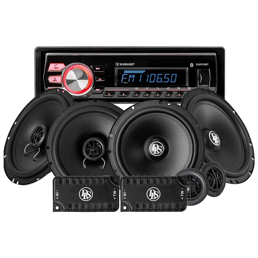 Bass Habit DMR10BT bilstereopaket med DLS fram- och bakhögtalare