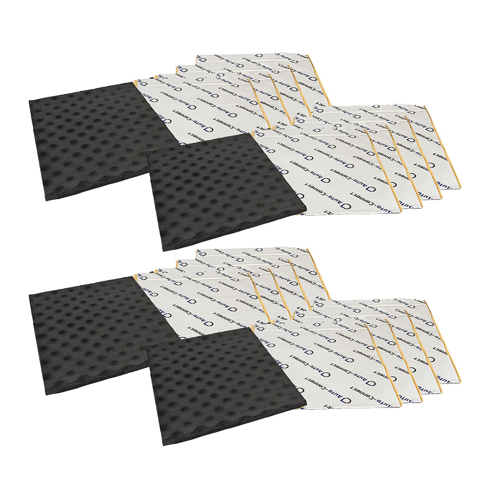 Fyrpack med ljuddämpande material för bilanvändning.