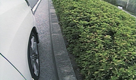 Bild av vägkant med grönsaksrabatt och ett fordon vid sidan.