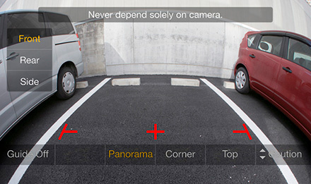 Kameravisning med panoramavy och parkeringstips för Fiat Ducato.