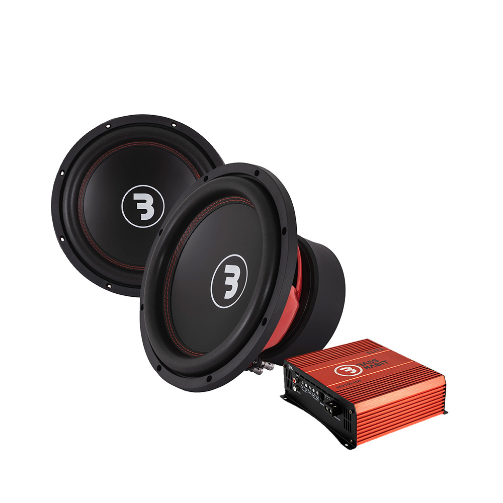 Subwoofers och förstärkare för bilens ljudsystem.