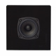 DLS Flatbox Mini On-Wall 5.0 högtalarpaket, svart Svart väggmonterad högtalare med centralt placerad högtalarelement.