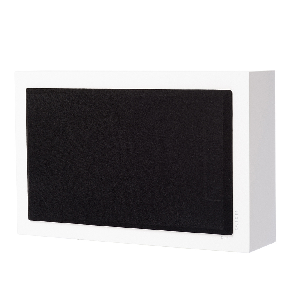 2-pack DLS Flatsub 8.2 vägghängningsbar aktiv subwoofer, mattvit