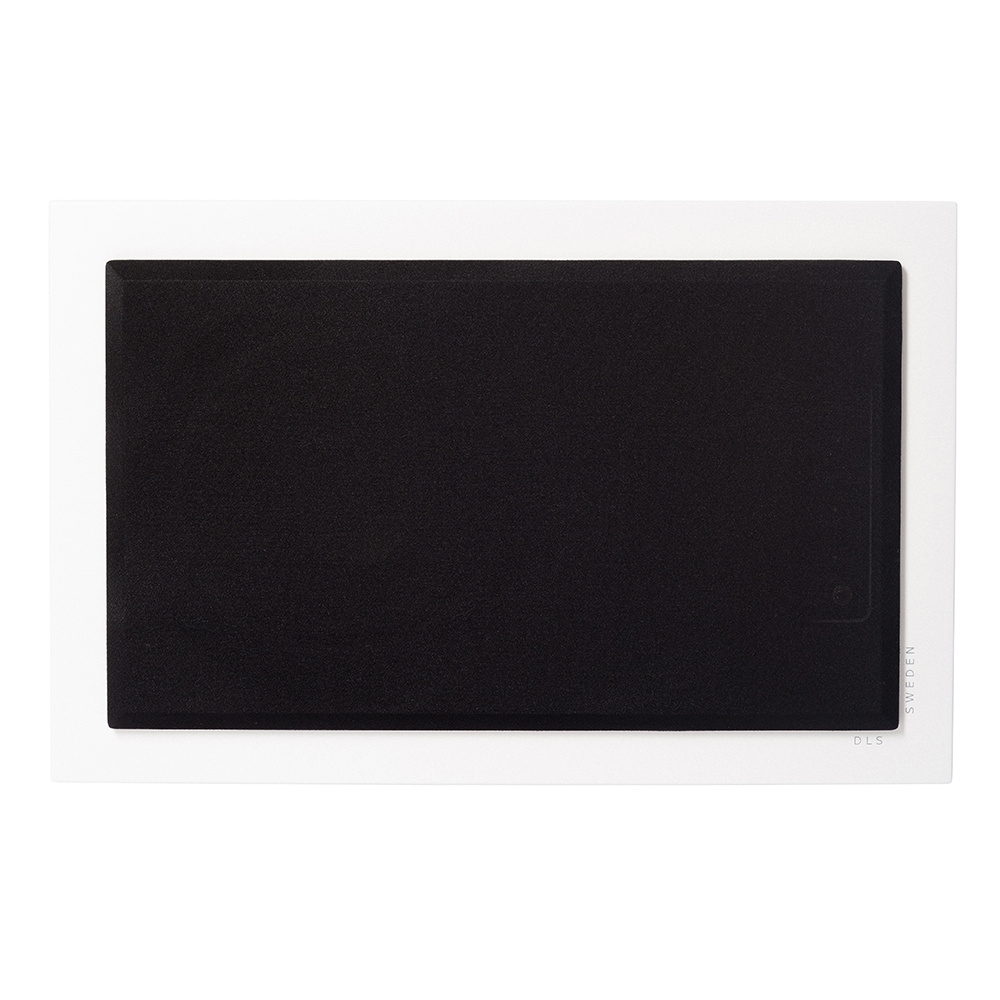 2-pack DLS Flatsub 8.2 vägghängningsbar aktiv subwoofer, mattvit