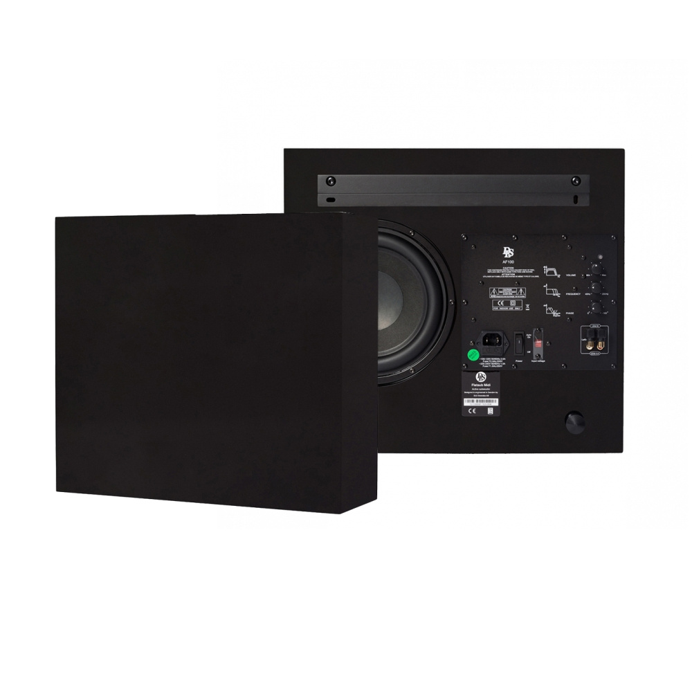 2-pack DLS Flatsub Midi vägghängningsbar aktiv subwoofer, mattsvart